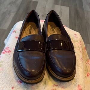 Clarks Women's Burgundy Patent & Leather Loafers
